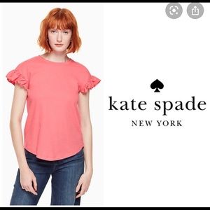 Kate Spade coral ruffle tee shirt